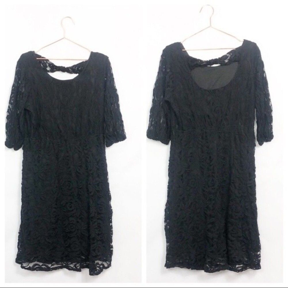 Chic Soul Ing+ Black Lace Dress Open Back Excellent Condition 3X 22C
